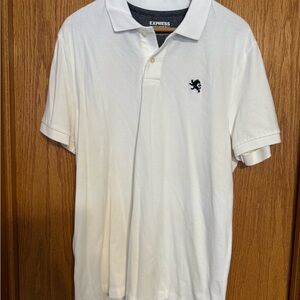 Express Classic White Polo with Dark Emblem
